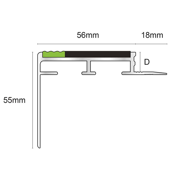  Tile-In Aluminator Stair Nosing with PVC Insert for 12.5mm Flooring 