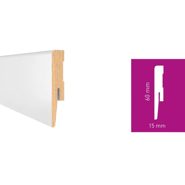 2.42m White MDF Water Resistance Skirting Board 