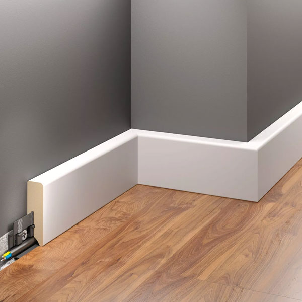 2.42m White MDF Water Resistance Skirting Board 