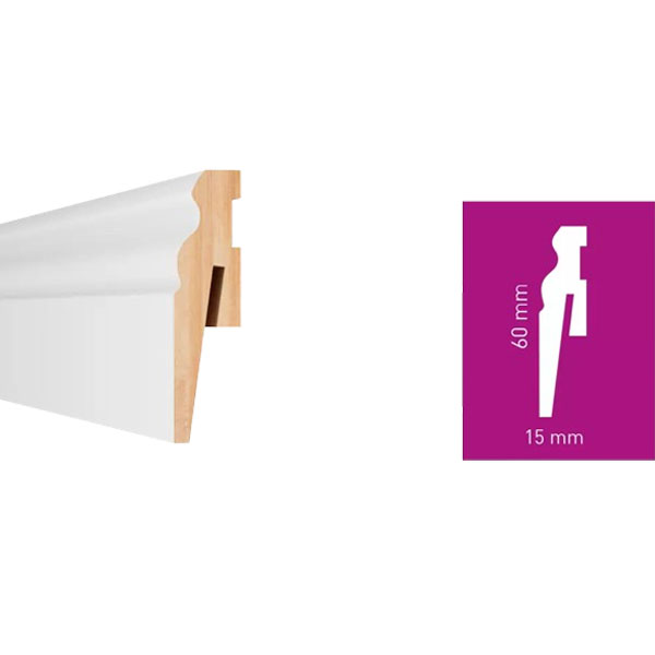 2.42m White MDF Water Resistance Skirting Board 