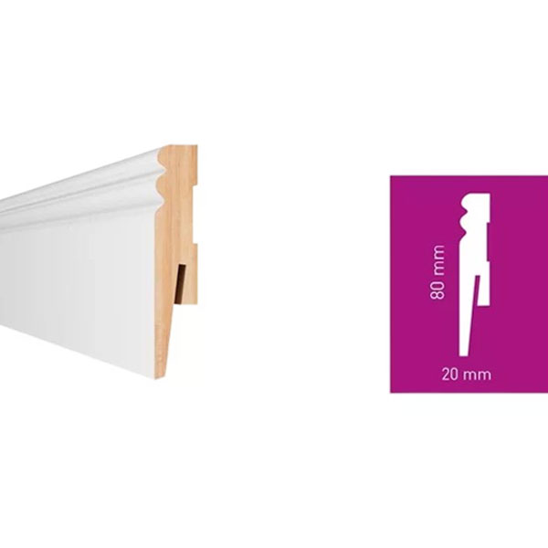 2.42m White MDF Water Resistance Skirting Board 