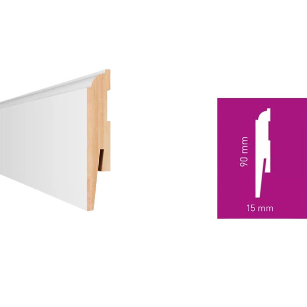 2.42m White MDF Water Resistance Skirting Board 