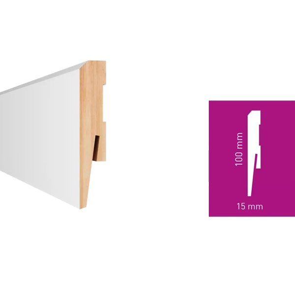 2.42m White MDF Water Resistance Skirting Board 