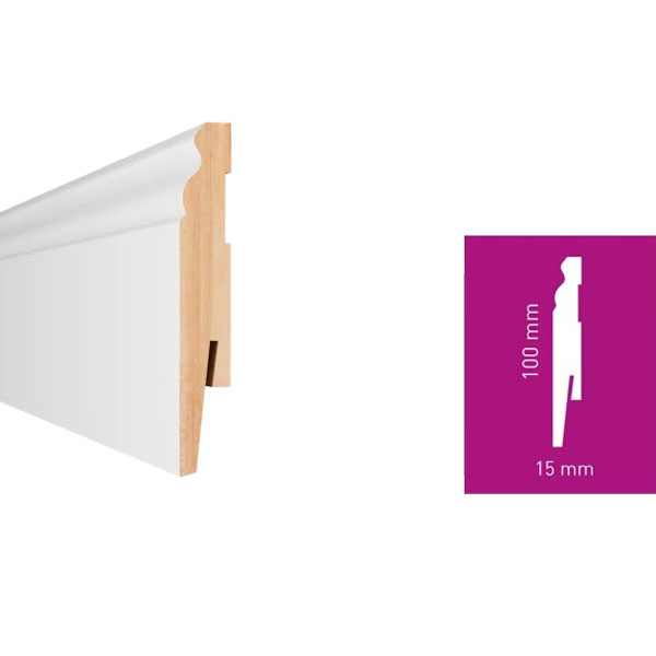 2.42m White MDF Water Resistance Skirting Board 