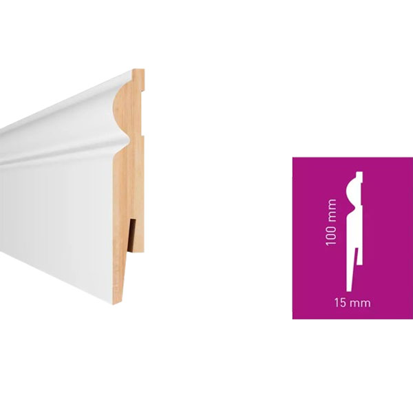 2.42m White MDF Water Resistance Skirting Board 