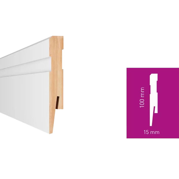 2.42m White MDF Water Resistance Skirting Board 