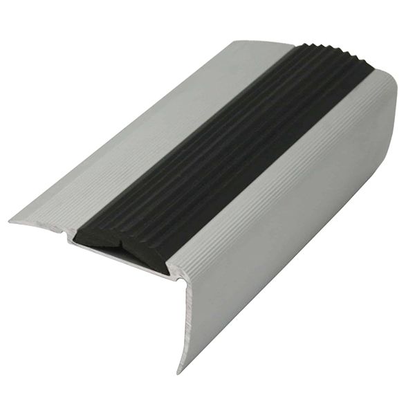 Retro Fit 2.7m x 54mm x 30mm Non Slip Stair Nosing With Black Rubber Insert