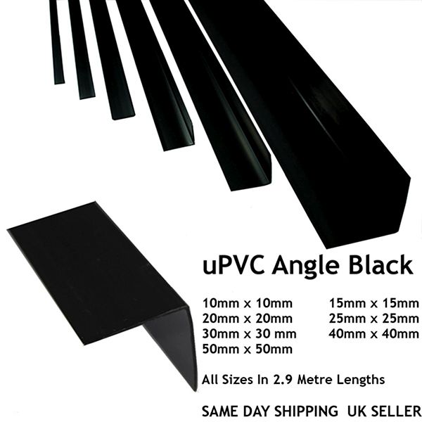 2.9m Long Black Plastic PVC Corner 90 Degree Angle Trim