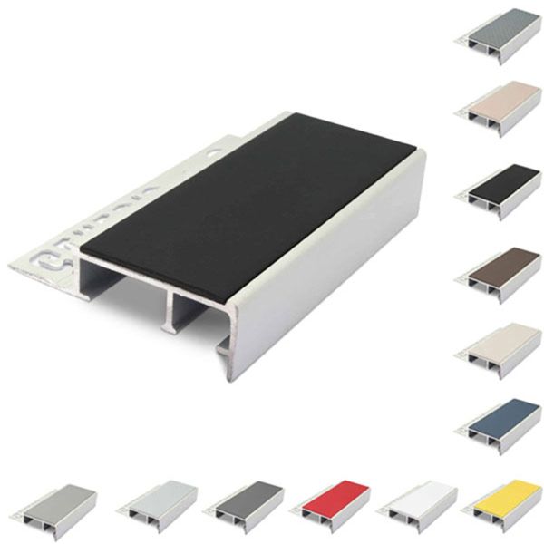 20mm x 45mm Tile-In Ceramic Stair Nosing For 10mm Flooring With PVC Insert