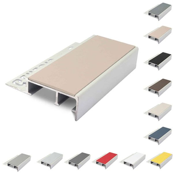 20mm x 45mm Tile-In Ceramic Stair Nosing For 10mm Flooring With PVC Insert