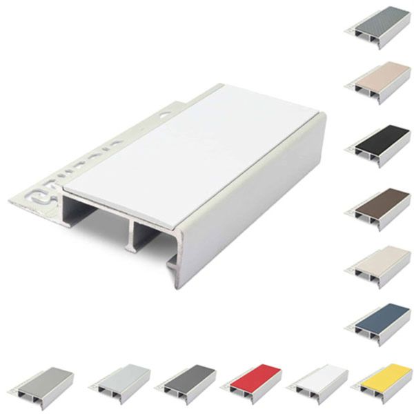 20mm x 45mm Tile-In Ceramic Stair Nosing For 10mm Flooring With PVC Insert