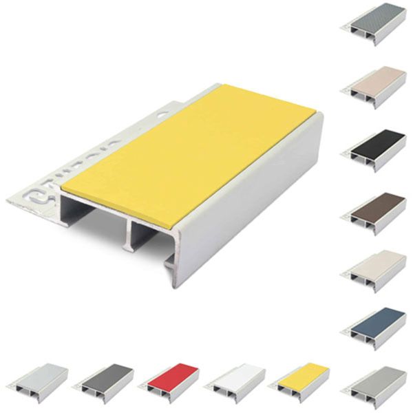 20mm x 45mm Tile-In Ceramic Stair Nosing For 10mm Flooring With PVC Insert