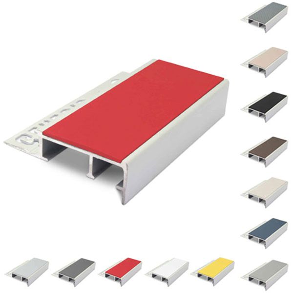 20mm x 45mm Tile-In Ceramic Stair Nosing For 10mm Flooring With PVC Insert