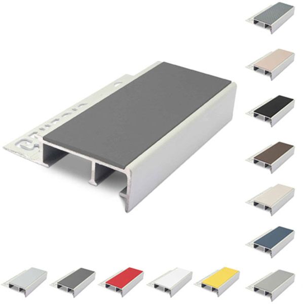 20mm x 45mm Tile-In Ceramic Stair Nosing For 10mm Flooring With PVC Insert