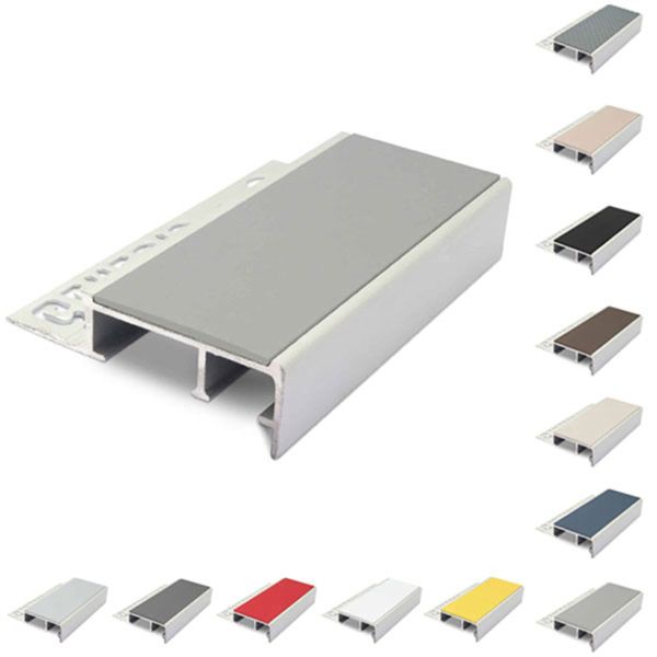 20mm x 45mm Tile-In Ceramic Stair Nosing For 10mm Flooring With PVC Insert