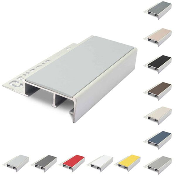 20mm x 45mm Tile-In Ceramic Stair Nosing For 10mm Flooring With PVC Insert