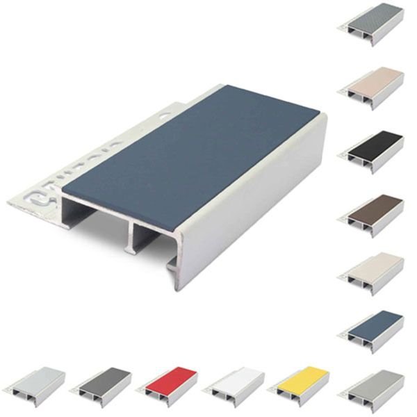20mm x 45mm Tile-In Ceramic Stair Nosing For 10mm Flooring With PVC Insert