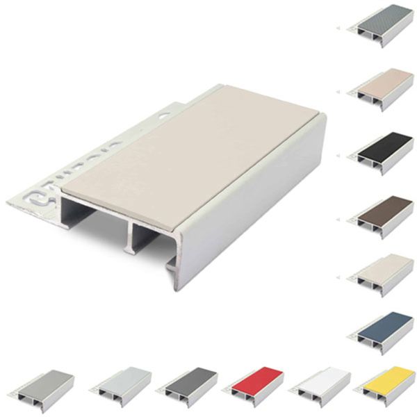 20mm x 45mm Tile-In Ceramic Stair Nosing For 10mm Flooring With PVC Insert