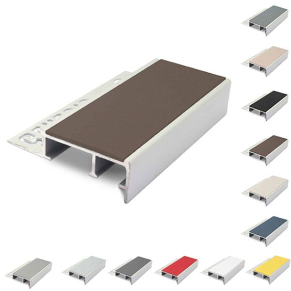 20mm x 45mm Tile-In Ceramic Stair Nosing For 10mm Flooring With PVC Insert
