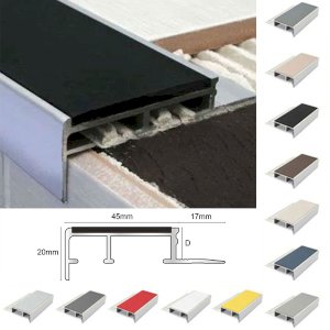 20mm x 45mm Tile-In Ceramic Stair Nosing For 10mm Flooring With PVC Insert