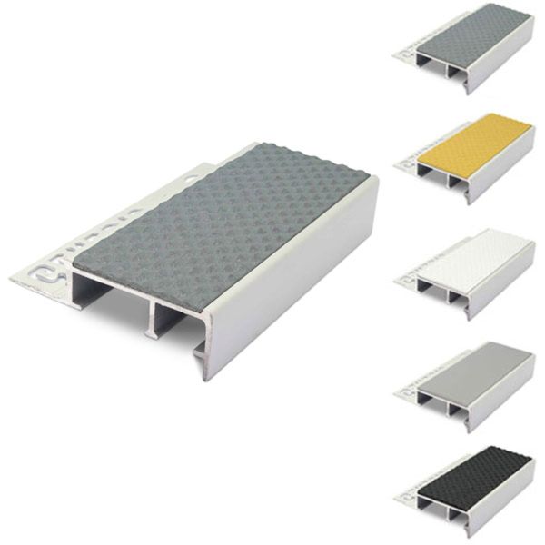 Ceramic Tile-In Stair Tredsafe Nosing 20mm x 45mm For 12.5mm Flooring With PVC Insert