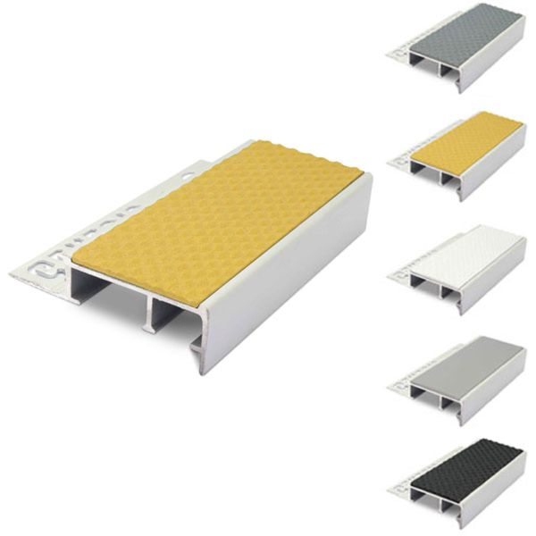 Ceramic Tile-In Stair Tredsafe Nosing 20mm x 45mm For 12.5mm Flooring With PVC Insert