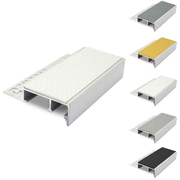 Ceramic Tile-In Stair Tredsafe Nosing 20mm x 45mm For 12.5mm Flooring With PVC Insert