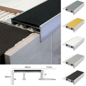 Ceramic Tile-In Stair Tredsafe Nosing 20mm x 45mm For 12.5mm Flooring With PVC Insert