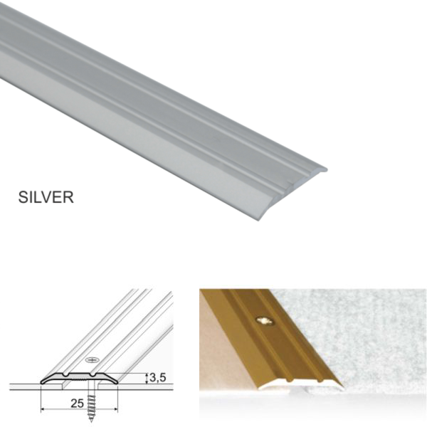Wide Aluminum 25mm Door Threshold For Vinyl & Tiled Floors