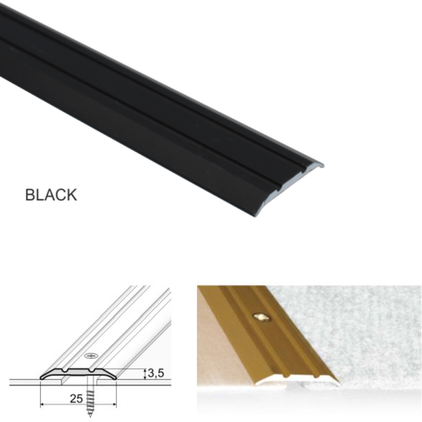 Wide Aluminum 25mm Door Threshold For Vinyl & Tiled Floors