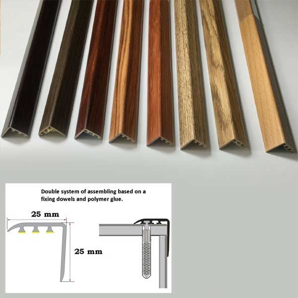 25mm x 25mm UPVC Wood Effect Stair Edge Nosing Trim