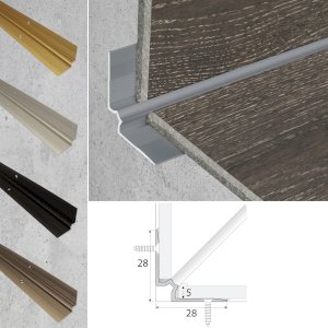 28mm x 28mm Aluminium Stairs Nosing For Inner corner Luxury Click Vinyl Flooring