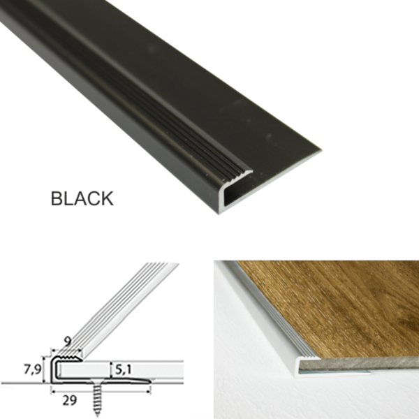 29mm x 9mm Aluminium Door Threshold for 5mm Connecting Luxury Click Vinyl Flooring