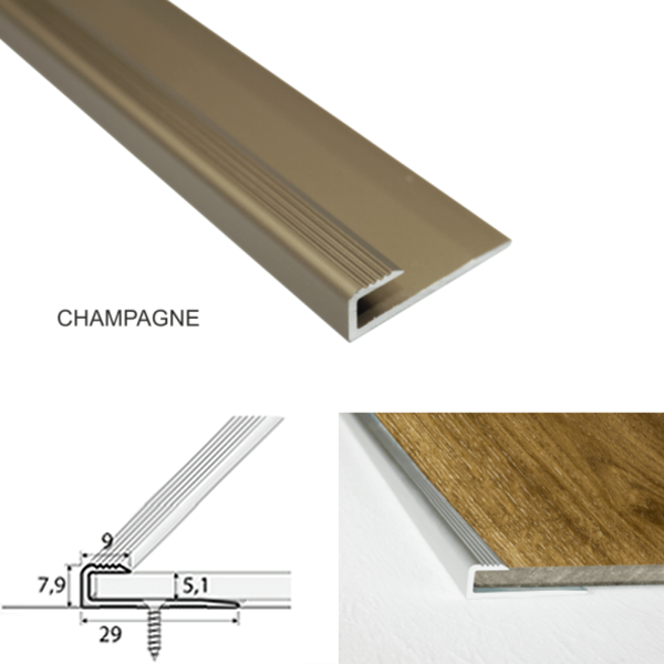 29mm x 9mm Aluminium Door Threshold for 5mm Connecting Luxury Click Vinyl Flooring