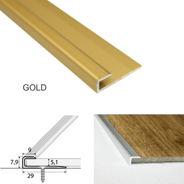 29mm x 9mm Aluminium Door Threshold for 5mm Connecting Luxury Click Vinyl Flooring