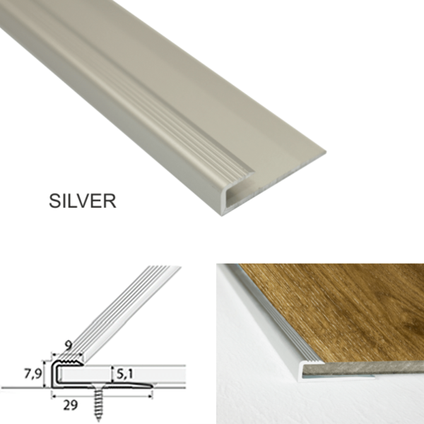 29mm x 9mm Aluminium Door Threshold for 5mm Connecting Luxury Click Vinyl Flooring