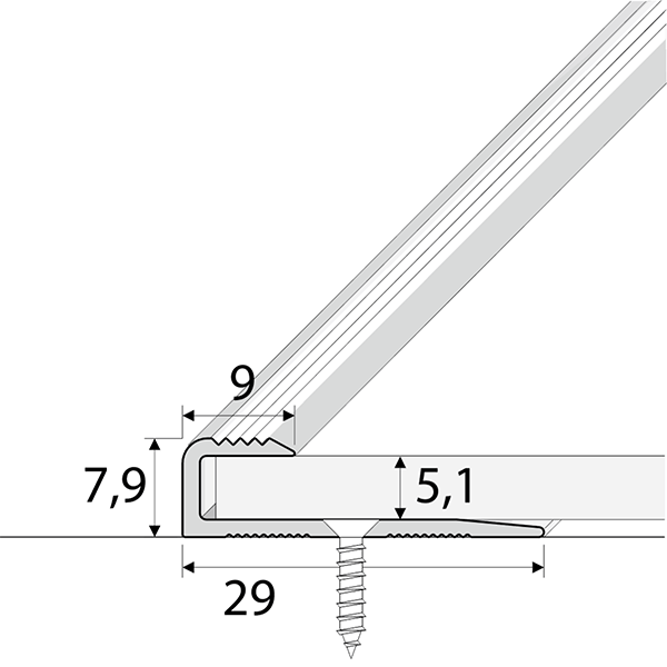 29mm x 9mm Aluminium Door Threshold for 5mm Connecting Luxury Click Vinyl Flooring