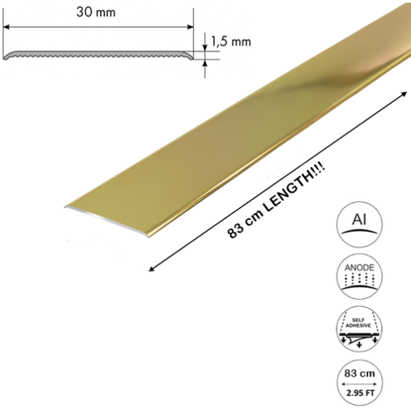 30mm Self-Adhesive Aluminium Door Floor Bar Edge Trim
