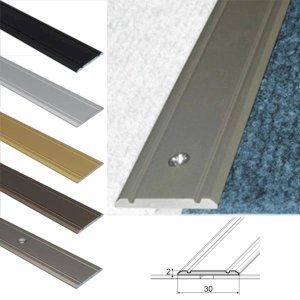 30mm Wide Aluminium Flat Threshold for Wooden, Laminate, and Carpet Vinyl Flooring with Screw Fix