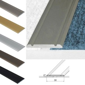 Aluminium Flat Door Threshold 30mm Self Adhesive For Wooden, Laminate, Carpet Vinyl Flooring