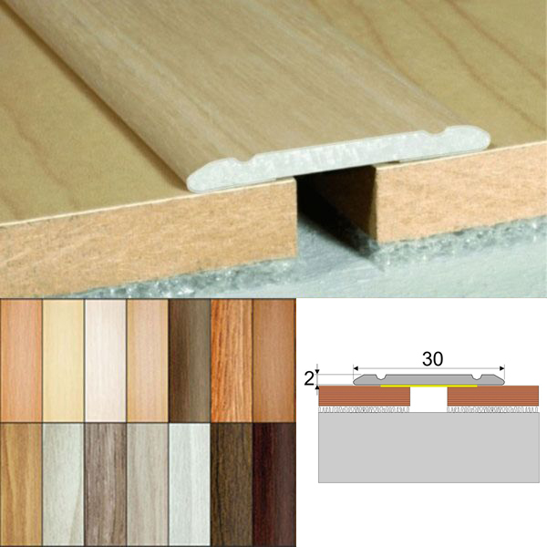 Aluminium Wood Effect 30mm Self Adhesive Door Threashold Floor Trim