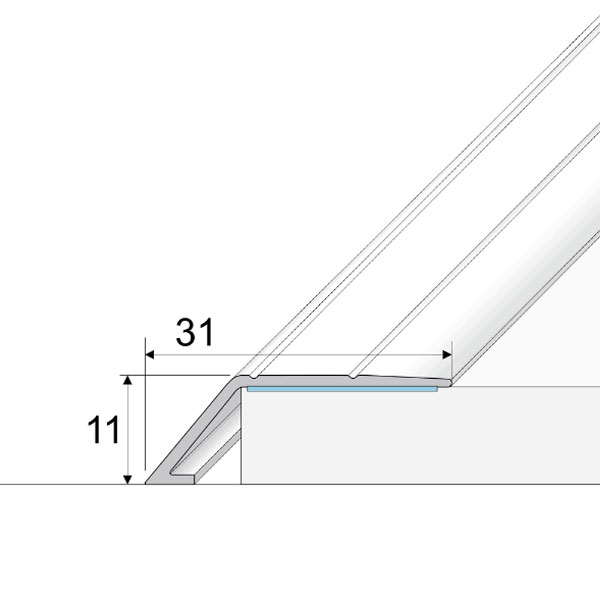 31mm Wood Finish Wide Aluminium Door Threshold Ramp Self Adhesive