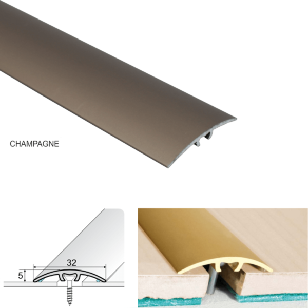 32mm Aluminium Door Threshold for Wooden and Laminate Flooring
