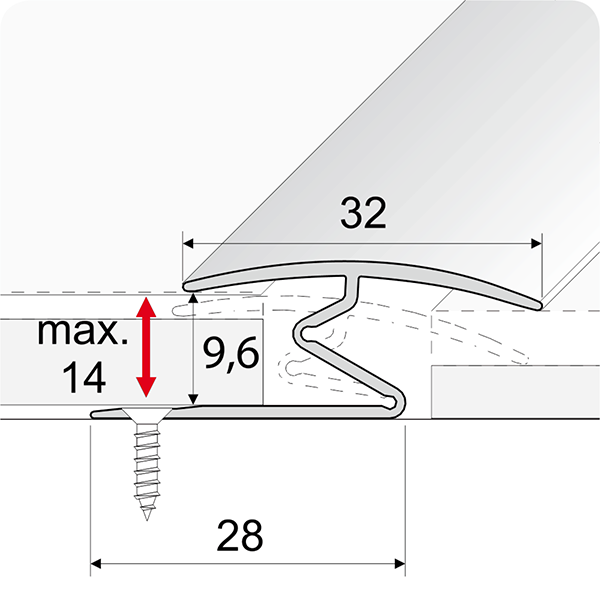 32mm Wood Finish Door Thresholds for Vinyl, Carpet, Laminate, and Wood Floors