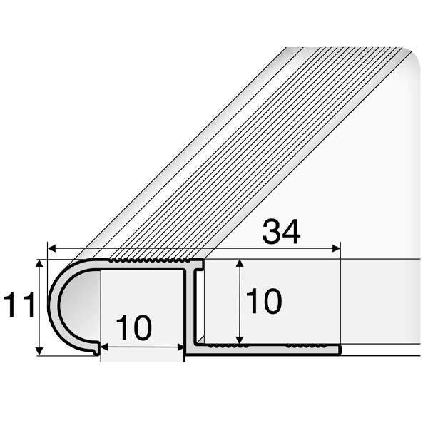 34mm x 11mm Stair Nosing Edge Trim Step Edging For 10mm Tiles