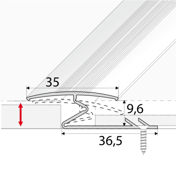 Wide Aluminium 35mm Z Profiles For Carpet-to-Wood Transition