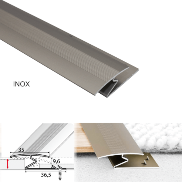 Wide Aluminium 35mm Z Profiles For Carpet-to-Wood Transition
