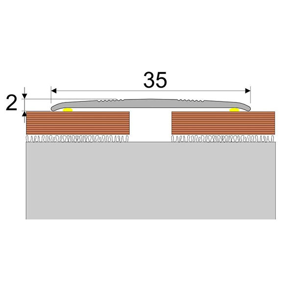 35mm Wide Self-Adhesive Flat Aluminium Floor Trim for Doorways