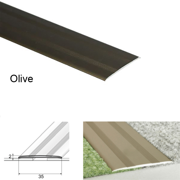 35mm Wide Self-Adhesive Flat Aluminium Floor Trim for Doorways