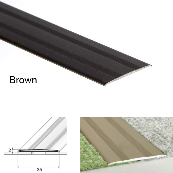 35mm Wide Self-Adhesive Flat Aluminium Floor Trim for Doorways